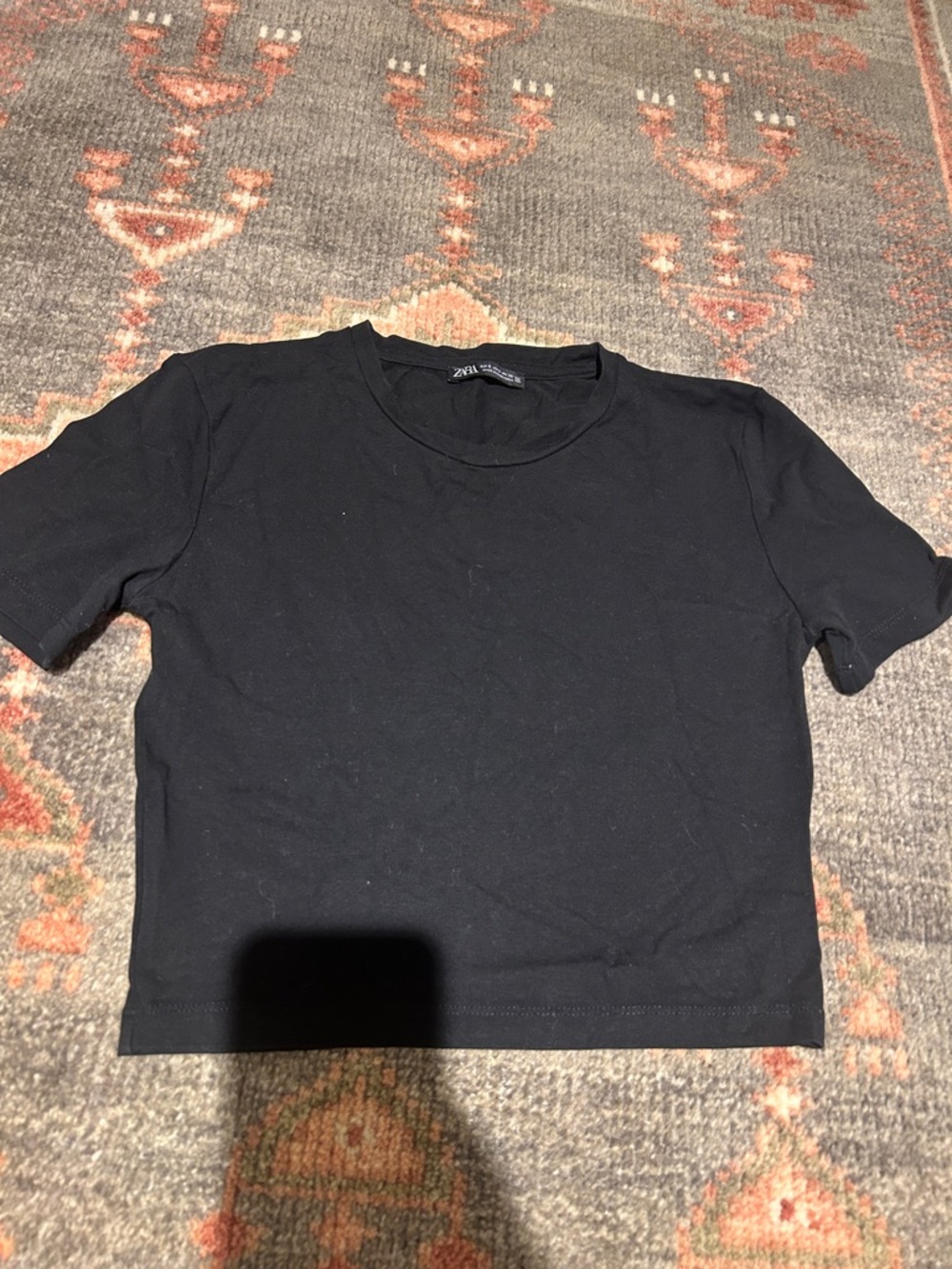 Zara Black Short-Sleeve Crewneck Tee